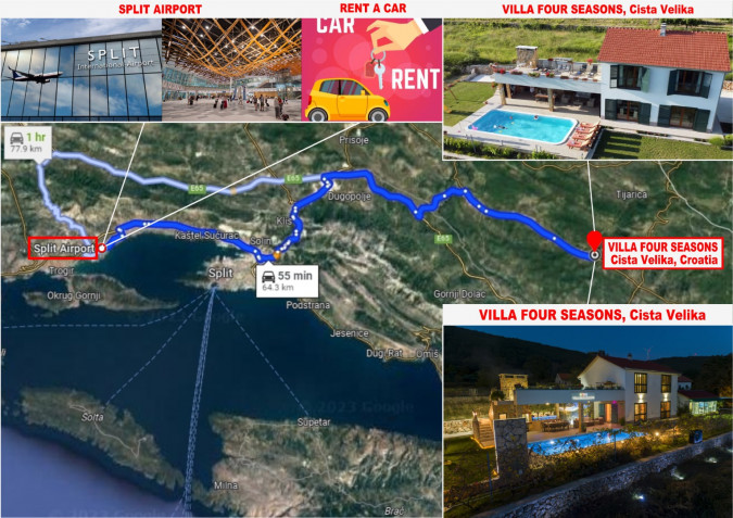 By plane, Villa Four Seasons with pool, Cista Velika, Croatia Cista Velika
